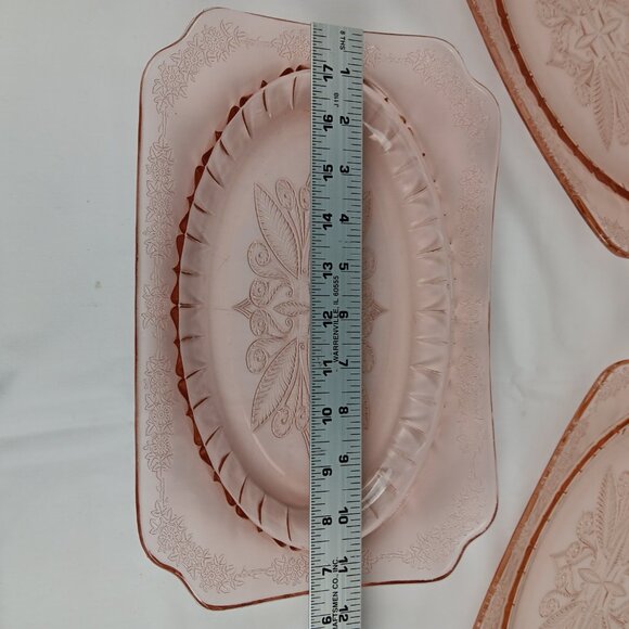 Vintage Jeanette Glass Adam Pattern Pink Depression Serving Platter 11 5/8in - Picture 6 of 8